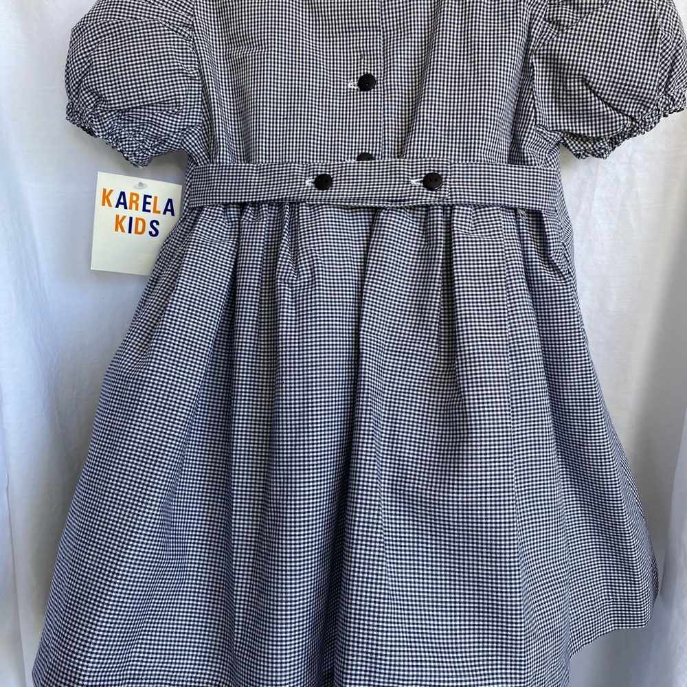 Gray A-line Dress with Puff Sleeves and Peter Pan Collar - Picture 2 of 2